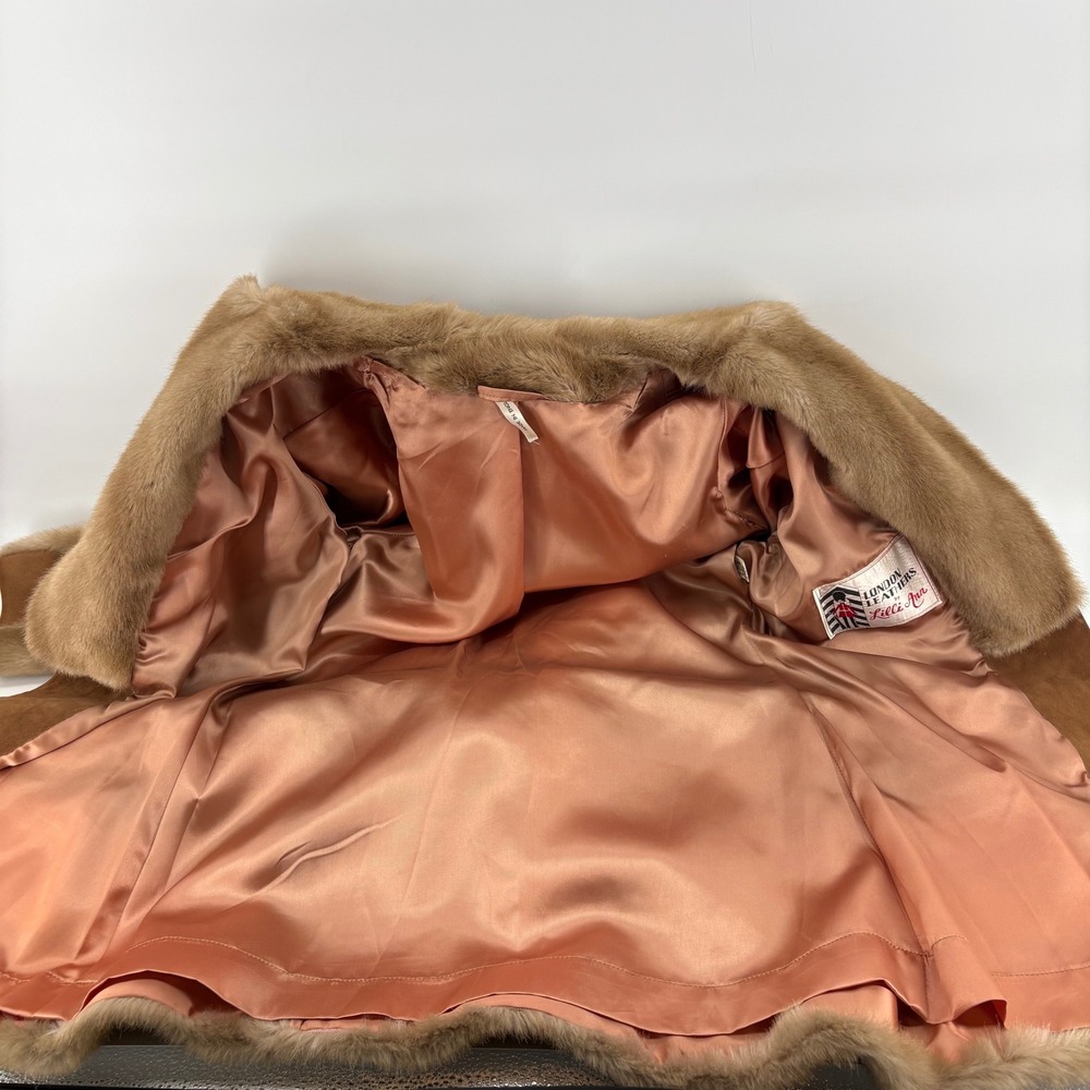 Vintage London Leathers by Lilli Ann Suede & Faux Fur Belted Jacket - Size Small - Picture 6 of 8